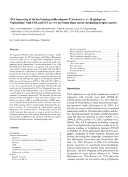 DNA Barcoding of the Leaf-Mining Moth Subgenus Ectoedemia S. Str