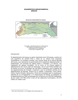 DIAGNÌSTICO DEPARTAMENTAL ARAUCA Introducción El