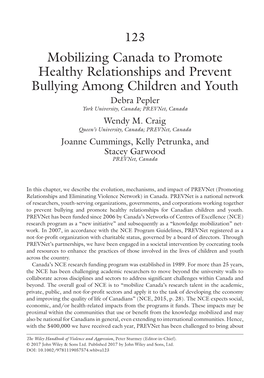 "Mobilizing Canada to Promote Healthy Relationships and Prevent Bullying Among Children and Youth" In