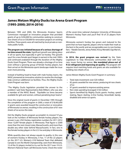 Grant Program Information AMATEUR SPORTS COMMISSION