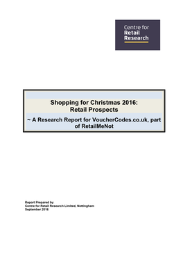 Shopping for Christmas 2016: Retail Prospects