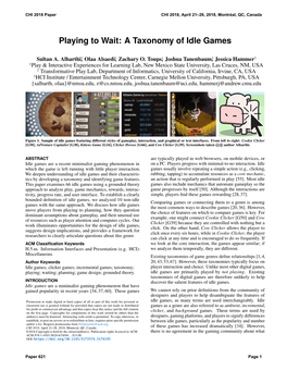 Playing to Wait: a Taxonomy of Idle Games