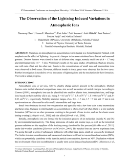The Observation of the Lightning Induced Variations in Atmospheric Ions