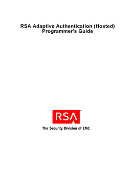 RSA Adaptive Authentication (Hosted) 11 Programmer's Guide