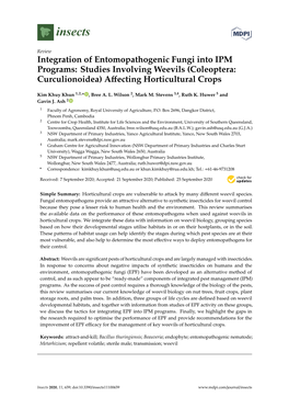 Integration of Entomopathogenic Fungi Into IPM Programs: Studies Involving Weevils (Coleoptera: Curculionoidea) Aﬀecting Horticultural Crops