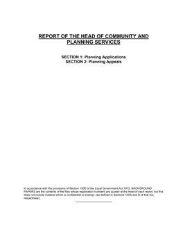 Report of the Head of Community and Planning Services
