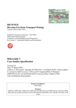REVENUE Revenue Use from Transport Pricing Deliverable 3