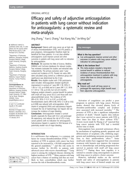 A Systematic Review and Meta-Analysis Jing Zhang,1 Yue-Li Zhang,2 Kai-Xiang Ma,3 Jie-Ming Qu2