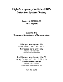 High Occupancy Vehicle (HOV) Detection System Testing