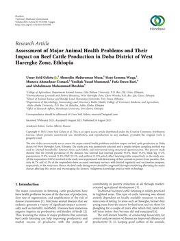 Research Article Assessment of Major Animal Health Problems and Their Impact on Beef Cattle Production in Doba District of West Harerghe Zone, Ethiopia