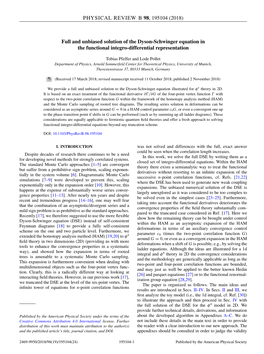 Full and Unbiased Solution of the Dyson-Schwinger Equation in the Functional Integro-Differential Representation