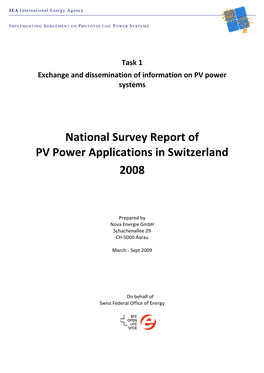 National Survey Report Switzerland 2008