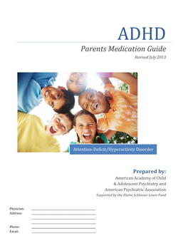 ADHD Parents Medication Guide Revised July 2013