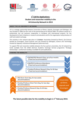 University of Göttingen Universities of Ghent, Uppsala and Groningen 1