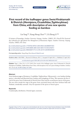 Hemiptera, Cicadellidae,Typhlocybinae) from China, with Description of One New Species Feeding on Bamboo