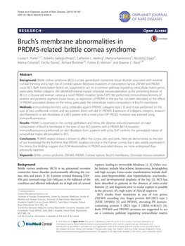 Bruch's Membrane Abnormalities in PRDM5-Related Brittle Cornea