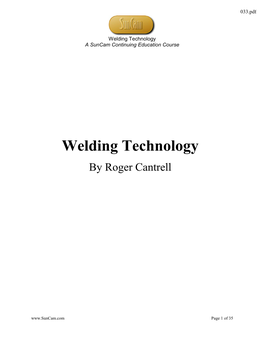 Welding Technology a Suncam Continuing Education Course