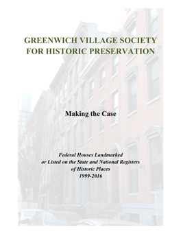 Report: Federal Houses Landmarked Or Listed on the State and National Registers of Historic Places 1999