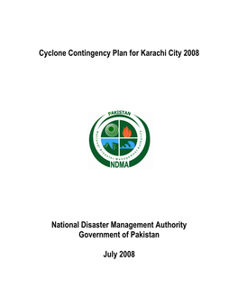 Cyclone Contigency Plan for Karachi City 2008