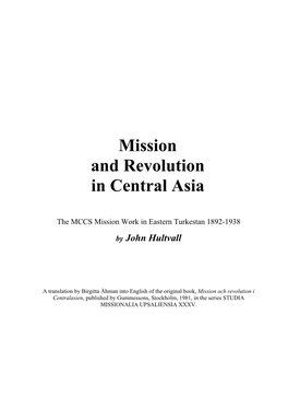 Mission and Revolution in Central Asia