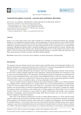 Antarctic Bryophyte Research—Current State and Future Directions