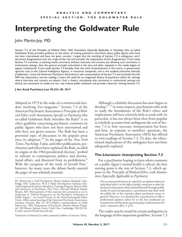 Interpreting the Goldwater Rule