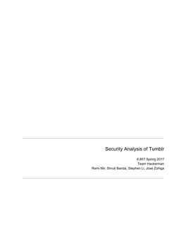 Security Analysis of Tumblr