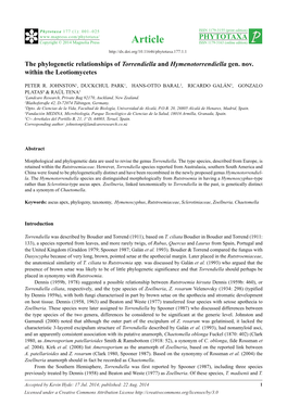 The Phylogenetic Relationships of Torrendiella and Hymenotorrendiella Gen