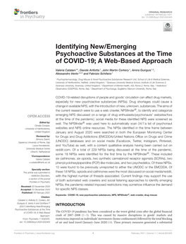 Identifying New/Emerging Psychoactive Substances at the Time of COVID-19; a Web-Based Approach