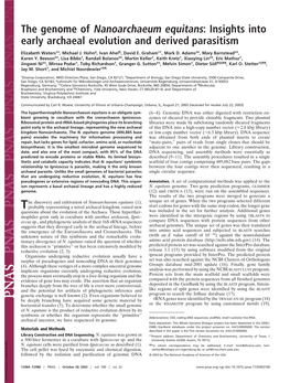 The Genome of Nanoarchaeum Equitans: Insights Into Early Archaeal Evolution and Derived Parasitism