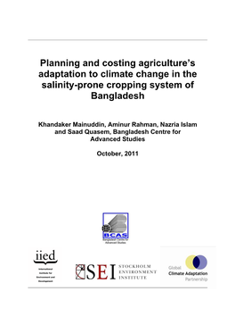 Planning and Costing Agriculture's Adaptation to Climate Change in The