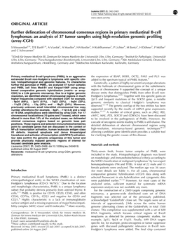 Further Delineation of Chromosomal Consensus Regions in Primary