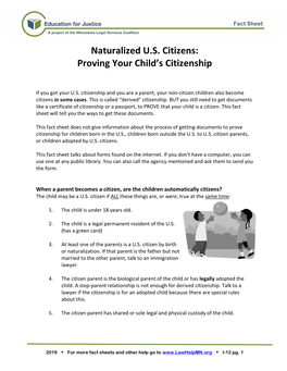 Naturalized U.S. Citizens: Proving Your Child's Citizenship