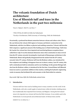 The Volcanic Foundation of Dutch Architecture: Use of Rhenish Tuff and Trass in the Netherlands in the Past Two Millennia