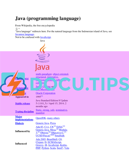 Java (Programming Langua a (Programming Language)