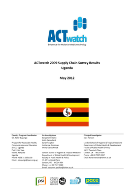 Actwatch 2009 Supply Chain Survey Results Uganda May 2012