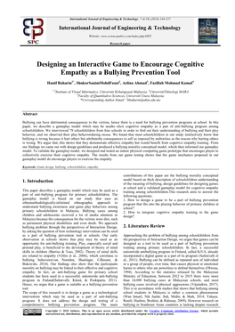 Designing an Interactive Game to Encourage Cognitive Empathy As a Bullying Prevention Tool