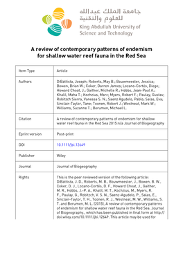 "Red Sea and Western Indian Ocean Biogeography"