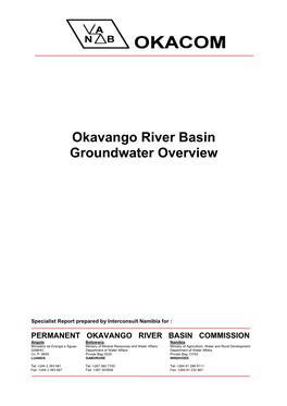 Okavango River Basin Groundwater Overview