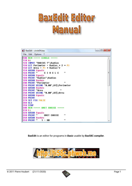Baxedit Is an Editor for Programs in Basic Usable by Bax58c Compiler