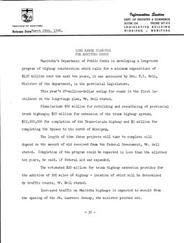 Releasee Ekdemarch 29Th, 1956. Manitoba's Department of Public