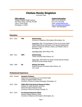 Chelsea Renée Singleton Curriculum Vitae