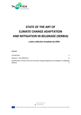 State of the Art of Climate Change Adaptation and Mitigation in Belgrade (Serbia)