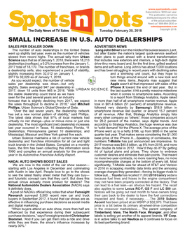 Small Increase in U.S. Auto Dealerships