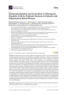 Immunomodulation and Generation of Tolerogenic Dendritic Cells by Probiotic Bacteria in Patients with Inﬂammatory Bowel Disease