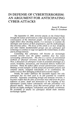 In Defense of Cyberterrorism: an Argument for Anticipating Cyber-Attacks