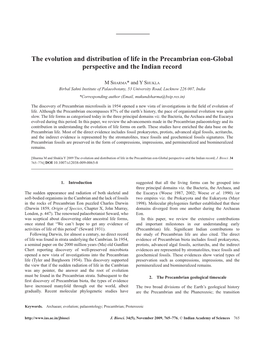 The Evolution and Distribution of Life in the Precambrian Eon-Global Perspective and the Indian Record 765