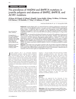 The Prevalence of MADH4 and BMPR1A Mutations in Juvenile Polyposis and Absence of BMPR2, BMPR1B, and ACVR1 Mutations