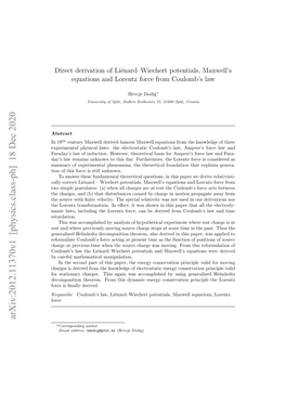 Direct Derivation of Liénard–Wiechert Potentials, Maxwell's