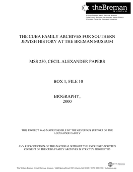 The Cuba Family Archives for Southern Jewish History at the Breman Museum